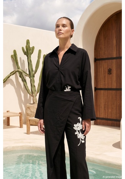 Missemramiss Linen Nakışlı Takım 5211 Siyah