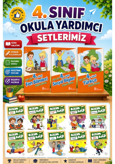 4.sınıf Çıtır Çıtır Türkçe + Fen Bilimleri + Sosyal Bilgiler + Bizim Sınıf Hikaye Seti