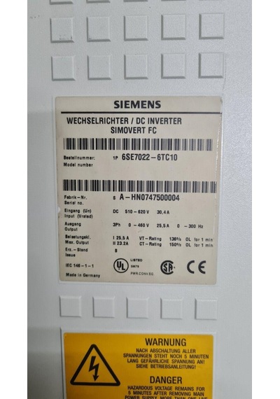 6se7022-6tc10 Sımovert Fc Compact Unıt 2.el