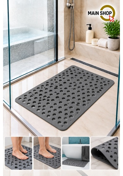 Vantuzlu Banyo Ve Duşakabin Kaydırmaz Paspas, Küvet İçi Mat 33x66 Cm M-141 Gri