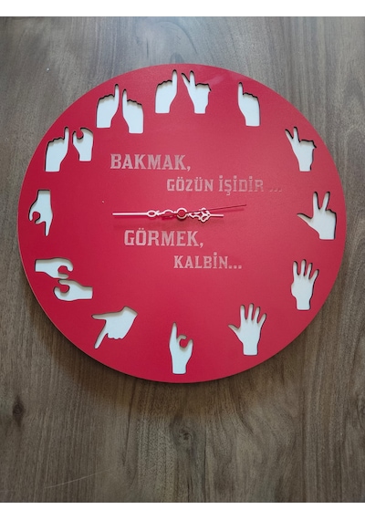 İşaret Dili Temalı // Kişiye Özel İsim Veya Söz Yazılı Duvar Saat