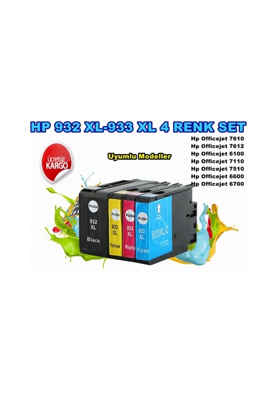 Hp Officejet 7612 Uyumlu Yüksek Kapasite 4 Renk Kartuş Set