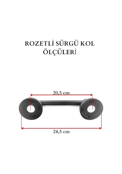 Tr Rozetli Sürgülü Kapı Çekme Kolu, Dayanıklı Ve Kaliteli, Mat Siyah, 20,5 Cm, Tek Adet