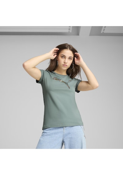 Puma 68508130 Graphics Floral Cat Logo Tee Kadın Spor Tişört Yeşil