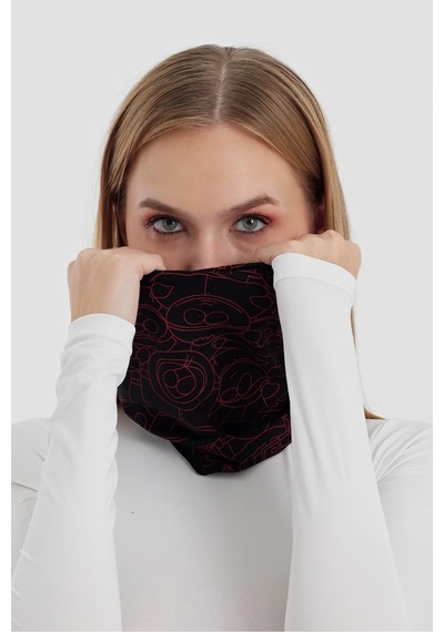 Kadın 4 Fonksiyonlu Koruyucu, Pamuklu, Esnek, Terletmez, Bandana, Boyunluk, Buff, Maske - Tek Ebat / Siyah-kırmızı Siyah-kırmızı