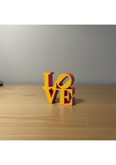 Modern "love" Tipografik Dekoratif Figür Minimalist Pla Masaüstü Aksesuarı Sarı - Kırmızı