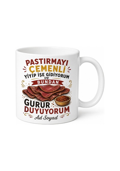 Pastırmacı Kupa Kayseri Esprili Kahvaltı Pastırma Çemen Hediye Bardak Beyaz / Çok Renkli