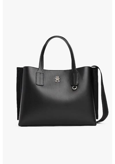 Tommy Hilfiger Kadın Th Webbing Strap Tote El Çantası - Siyah Black