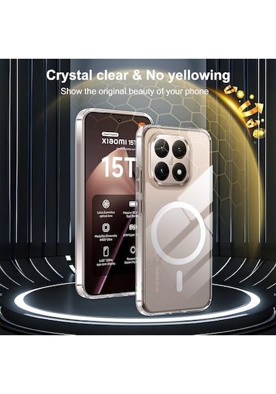 Xiaomi 14t Pro İle Uyumlu Kılıf Kamera Korumalı M-safe Şarj Özellikli Şeffaf Tasarım Z-london Sert Pc Kapak