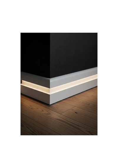 Led Kanallı Beyaz Süpürgelik Lake Pvc Süpürgelik 12 Cm Yüksekliğinde 14 Mm Kalınlığında 280 Cm Uzunluğundadır