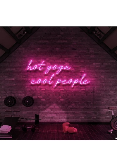 Hot Yoga Cool People Yazılı Neon Tabela Pembe