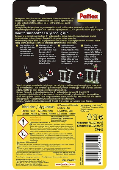 Pattex Epoxy Mix Güçlü Enjektörlü Çiftli Yapıştırıcı 27 G