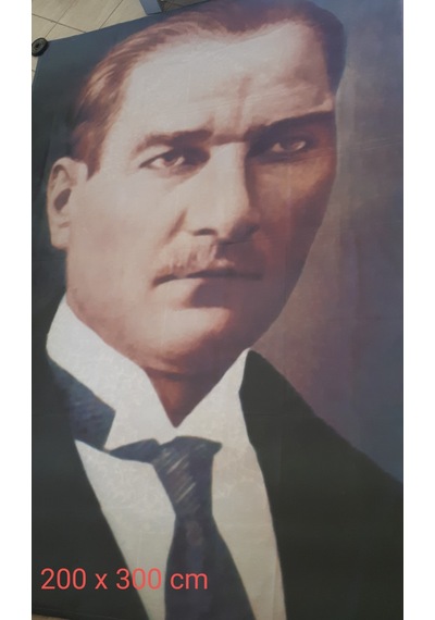 Atatürk Bez Poster 200 Cm X 300 Cm Kalın Parlak Kumaş + 10 Mt İp 200 x 300 CM
