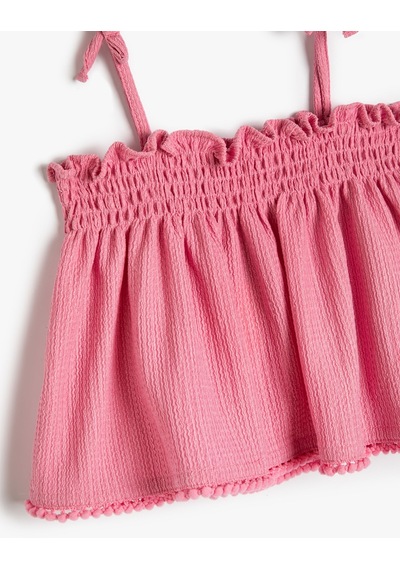 Koton Askılı Üst Gipe Detaylı Dokulu Pembe 3smg30014ak 3SMG30014AK274 Pembe
