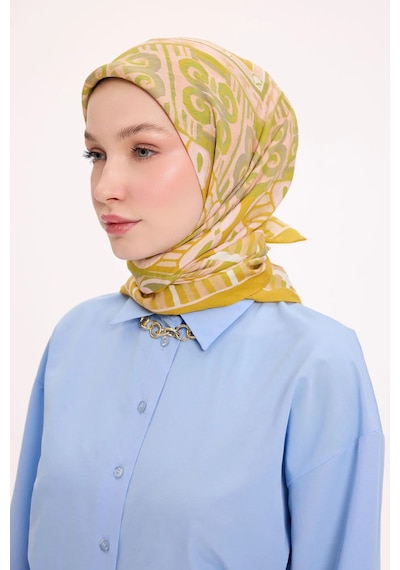 Silk Home Dört Mevsim Antik Motif Viskon Velora Eşarp 6419 Asit Sarı
