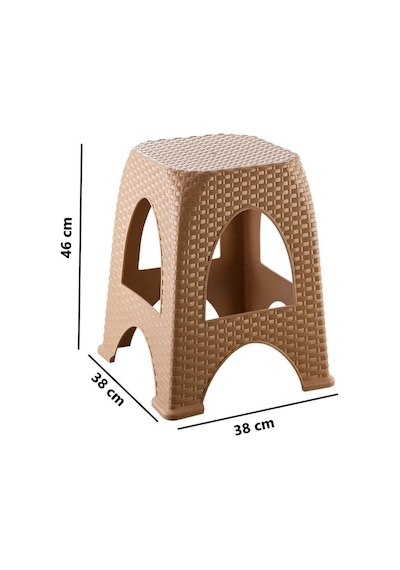 Omnipazar Sy-4666 Plastik Hasır Tabure Büyük Boy 4'lü Set Kahverengi