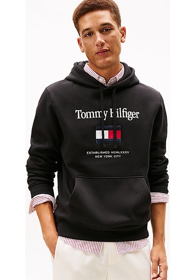 Tommy Hilfiger Erkek Marka Logolu Günlük Kullanıma Uygun Siyah Sweatshirt Mw0mw42735 Bds