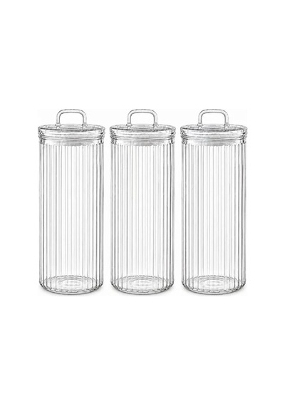 1400 Ml 3'lü Fitilli Cam Saklama Kavanozu Seti Cam Kapaklı Şeffaf Cam Erzak Bakliyat Makarna Kahve Saklama Kabı Çok Renkli