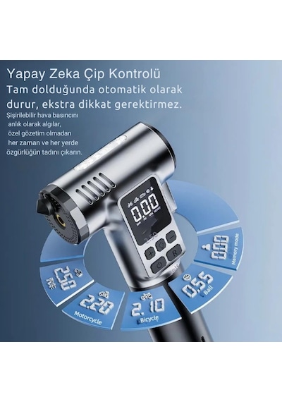 Polham 4in1 150psi 4000mah Şarjlı Araç Lastik Şişirme Pompası, Cam Kırıcı, Kemer Kesici, Led Işıklı,şarjlı Pompa