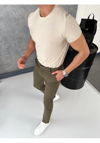 Modefendi Yüksek Kalite Slimfit Merserize Kumaş Bisiklet Yaka Tshirt Gri
