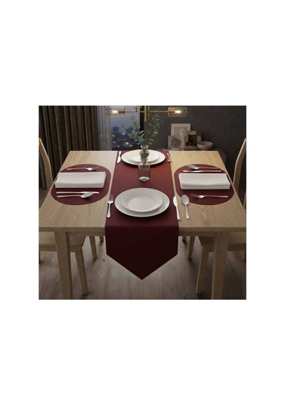 Kk Swords 4+1 Adet Deri Amerikan Servis+runner Set 4 Amerikan Servis -1 Runner Supla Decor Masa Decoru Bordo