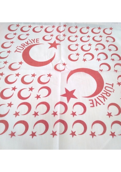 Ay Yıldızlı Kare Bandana / Fular / %100 Cotton