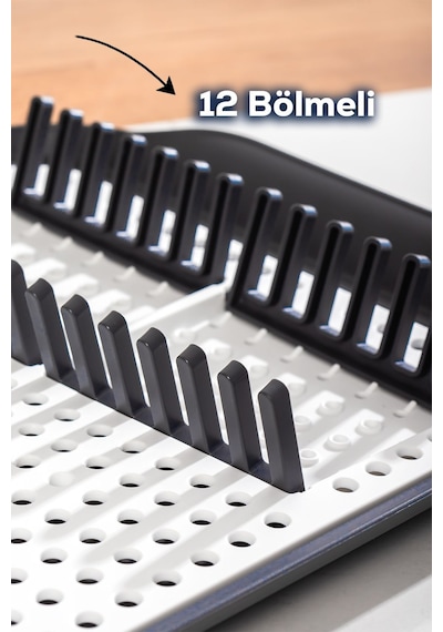 Porsima 1213 Bulaşık Sepeti Bulaşıklık Tezgah Üstü Kurutmalık Mat Siyah