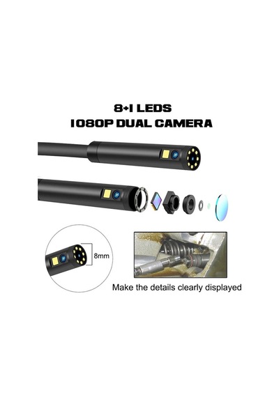 10 Metre Endoskop Yılan Kamera Ip67 Su Geçirmez 4.3"hd Ekranlı Ledli 2 Kameralı