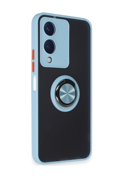 Vivo Y17s Uyumlu Kılıf Montreal Yüzüklü Silikon Kapak - Buz Mavi
