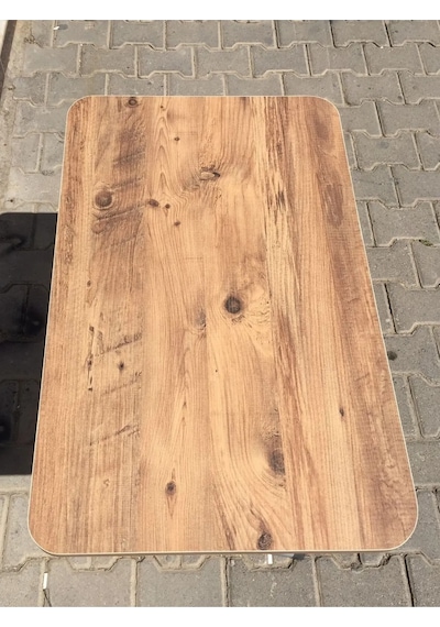 Sadeceonda Mermer Desenli Çam Katlanır Balkon Masası - 50x80 Cm