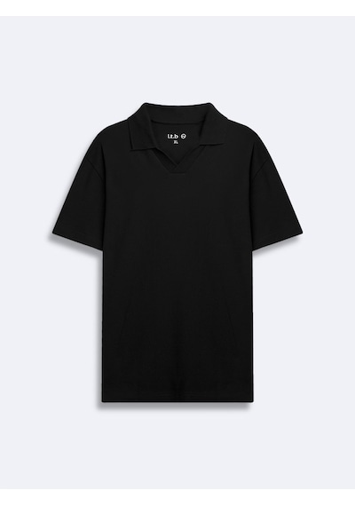 LTB V Yaka Pike Polo Yaka Siyah T-shırt LTB V Yaka Pike Polo Yaka Siyah T-shırt