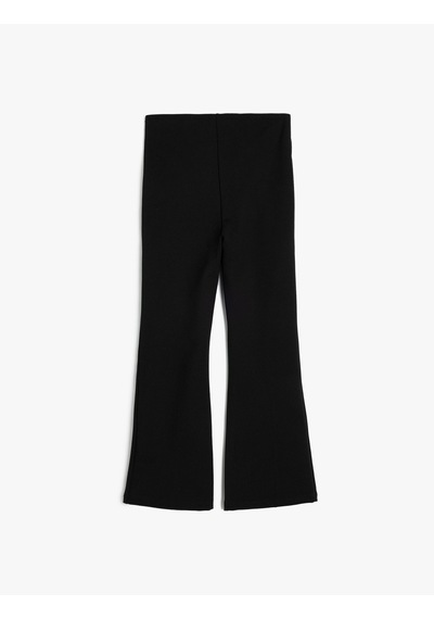 Koton Bol Paça Pantolon Çiçekli Fermuar Detaylı Viskon Kumaş Siyah 5wkg40020ak Siyah