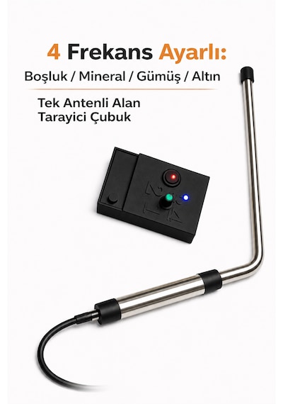 4 Frekanslı Alan Tarama Cihazı Boşluk,mineral,gümüş,altın Dedektörü -tek Antenli Profesyonel Siyah