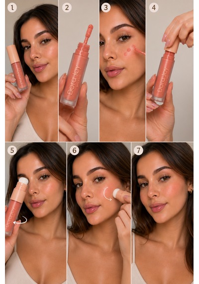 Spf30 Likit Allık Glowing Peach 02 Fırça Aplikatörlü Kolajen Hyalüronik Asit E Ve C Vitamini / Liquid Joy Blush Şeftali