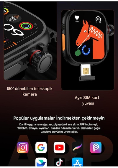 Hw Ultra 3 Call 5g Android Amoled Ekran Gps, Nfc, Kamera Yapay Zeka Destekli Akıllı Saat Btk Kayıt