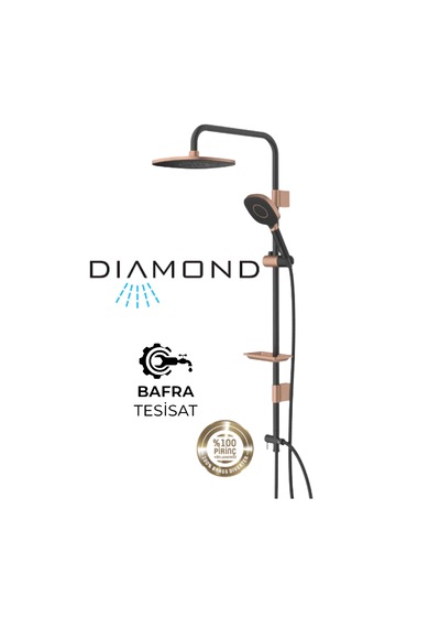 Diamond Coral Bronz Siyah Tepe Duş Seti
