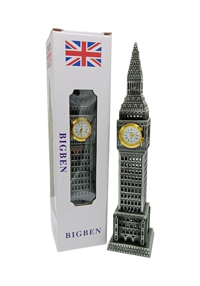 Vintage Metal İngiltere London Big Ben Saat Kulesi Gümüş 23 Cm 1
