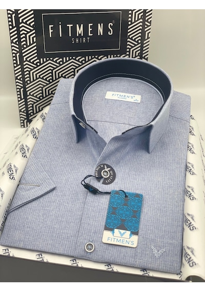 Klasik Kısa Kol Keten Cotton Hediye Kutulu Erkek Gömlek Fs-003624 - Lacivert-3357 Klasik Kısa Kol Keten Cotton Hediye Kutulu Erkek Gömlek Fs-003624 - Lacivert-3357