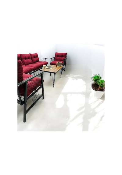 Lüx Bahçe Balkon Mobilyası , Koltuk Takımı , Cafe 3-1-1 Sehba Takımı Bordo