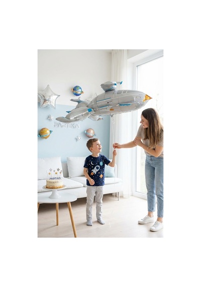 Büyük Uzay Aracı Folyo Balon 121 Cm Yıldızlar Arası Uzay Temalı Parti Süsü Çok Renkli