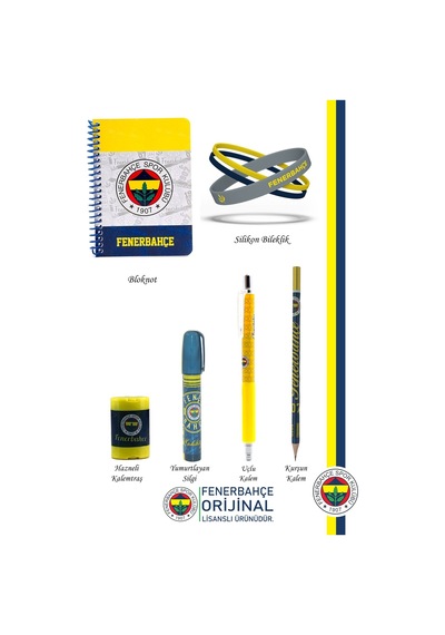 Fenerbahçe Orijinal Lisanslı Kalem Bileklik Bloknot Silgi Hediyelik Set Lacivert 002 Lacivert