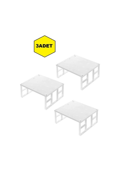 Kapris Dolap Içi Düzenleyici Raf Tabak Bardak Rafı Metal Raf 3 Adet Beyaz