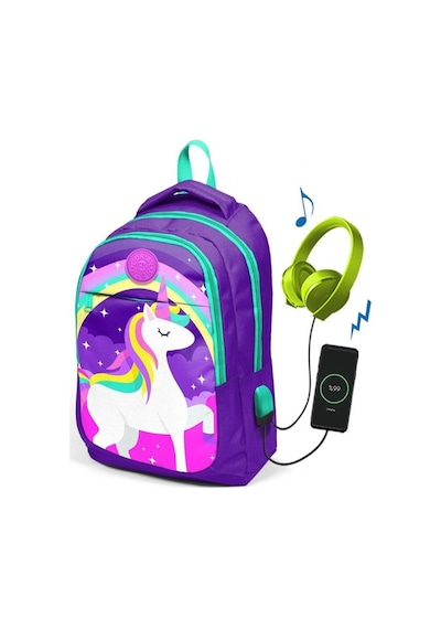 Coral High Kids Unicorn İlk ve Ortaokul Sırt Çantası - Usb ve Aux Çıkışlı 23415