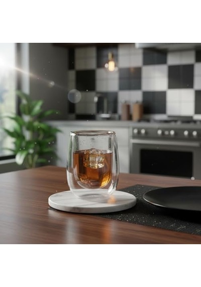Çift Cidarlı Double Wall Cam Bardak - 250 Ml Isıya Dayanıklı Cappuccino, Çay Ve Kahve Bardağı - El Yakmayan Modern Tasarım Aeropress