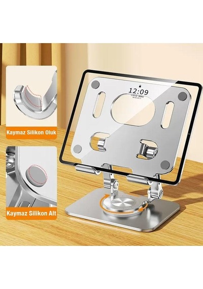 Zhltools Katlanabilir Alüminyum Tablet Ve Telefon Tutucu Standı Gümüş