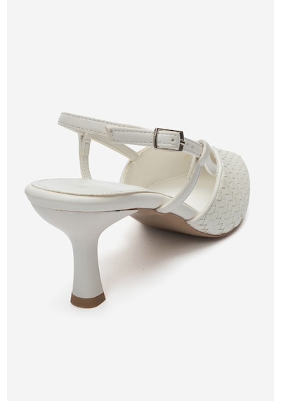 Luvi Shoes Mavero Beyaz Örgü Kadın Topuklu Ayakkabı