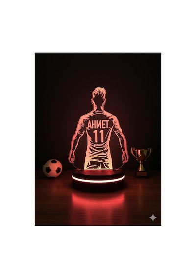 İsimli Futbolcu Tasarımlı Led Gece Lambası Kişiye Özel Hediye