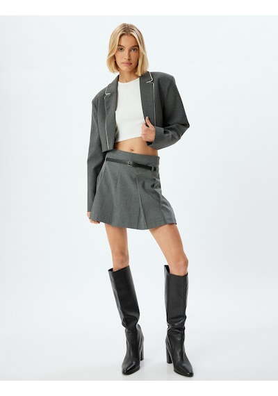 Koton Crop Blazer Ceket Kruvaze Ters Yak Renk Kontrast Detaylı Antrasit Melange 5wak50061uw Antrasit Koton Crop Blazer Ceket Kruvaze Ters Yak Renk Kontrast Detaylı Antrasit Melange 5wak50061uw Antrasit