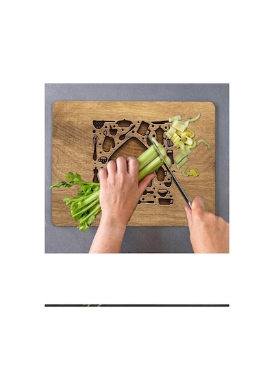 20x30 cm Ahşap Ev Desenli Cam Kesme Tablası/Tahtası