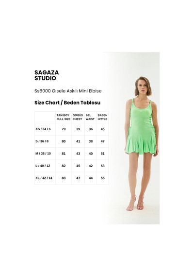 Sagaza Studio Ss6000 Askılı Yandan Bağcıklı Mini Elbise Mint